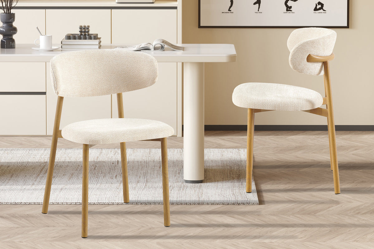 NEW - Stoel 'Coco' Naturel - Stof Fabb Raven 24 Beige (2/doos)