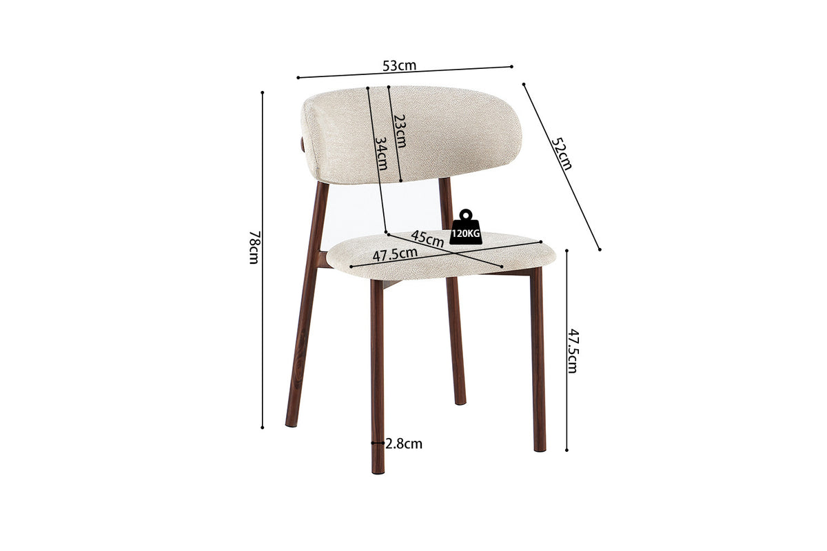 NEW - Stoel 'Coco' Walnoot - Stof Fabb Raven 24 Beige (2/doos) - foto 13