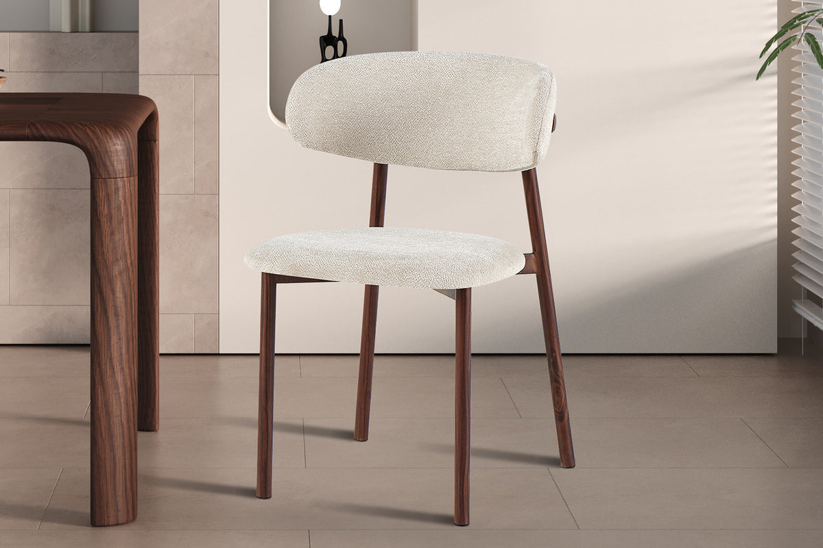 NEW - Stoel 'Coco' Walnoot - Stof Fabb Raven 24 Beige (2/doos) - foto 2