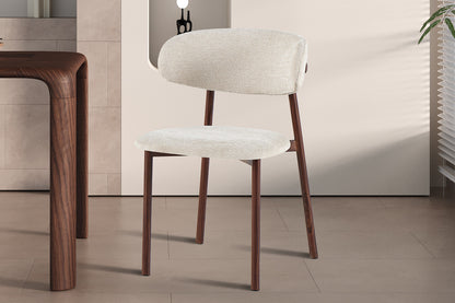 NEW - Stoel 'Coco' Walnoot - Stof Fabb Raven 24 Beige (2/doos) - foto 2