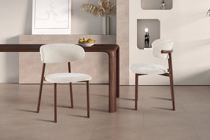 NEW - Stoel 'Coco' Walnoot - Stof Fabb Raven 24 Beige (2/doos) - foto 3