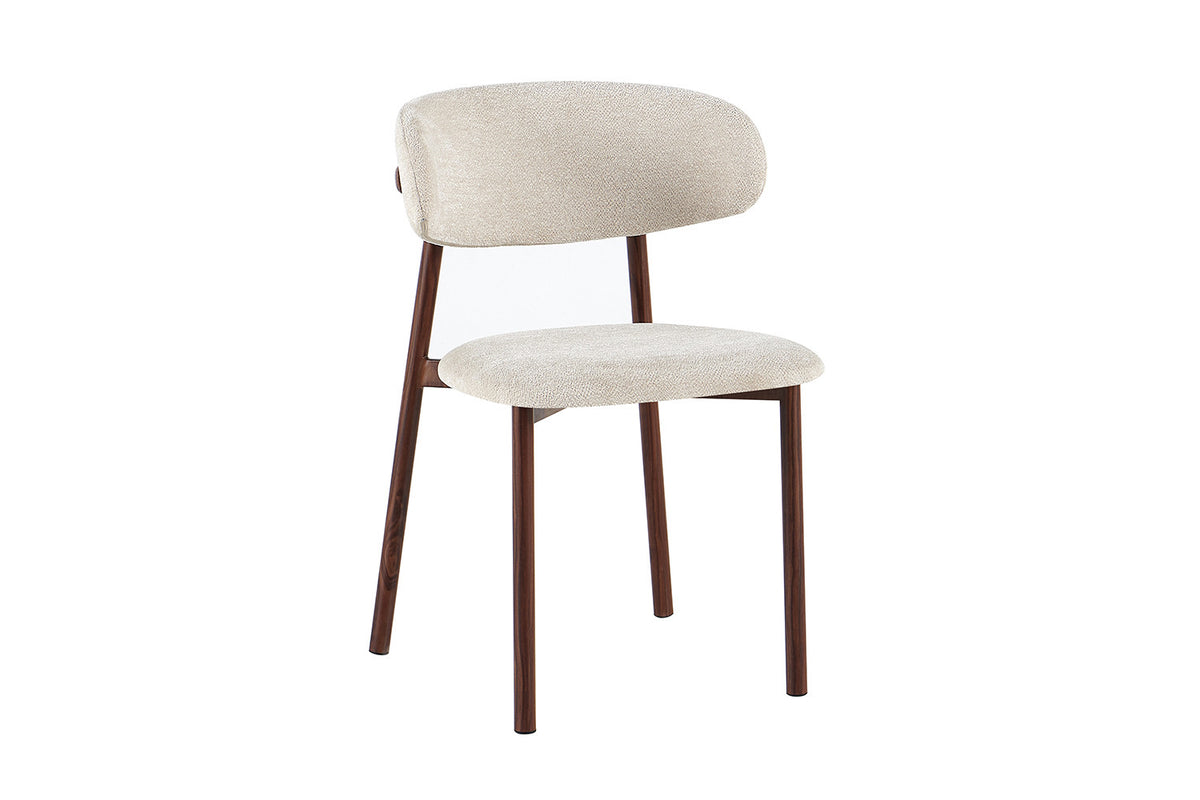 NEW - Stoel 'Coco' Walnoot - Stof Fabb Raven 24 Beige (2/doos) - foto 6