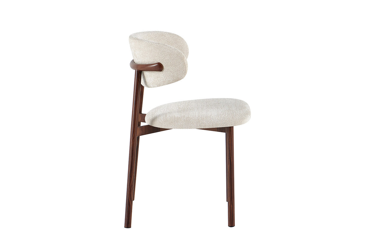 NEW - Stoel 'Coco' Walnoot - Stof Fabb Raven 24 Beige (2/doos) - foto 7