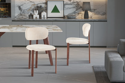 NEW - Stoel 'Jade' Walnoot - Stof Fabb Raven 24 Beige (2/doos) - foto 3