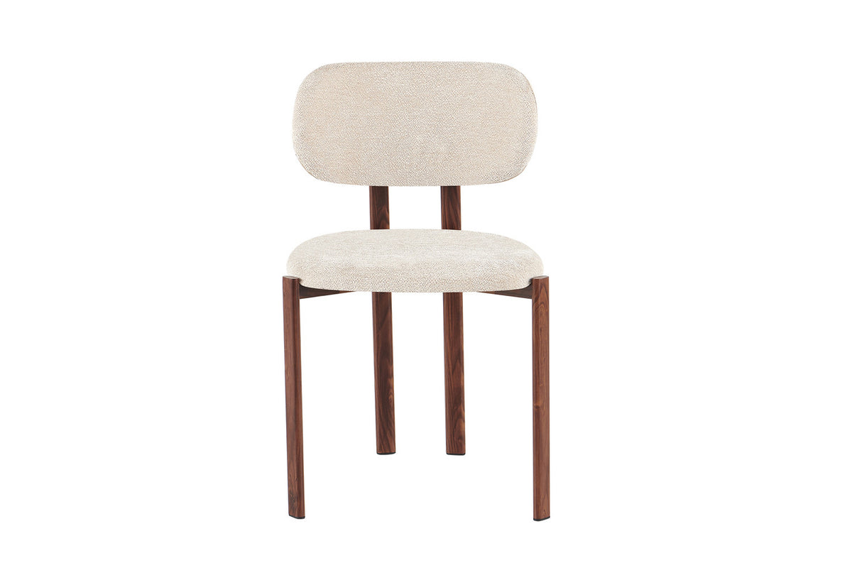 NEW - Stoel 'Jade' Walnoot - Stof Fabb Raven 24 Beige (2/doos) - foto 4