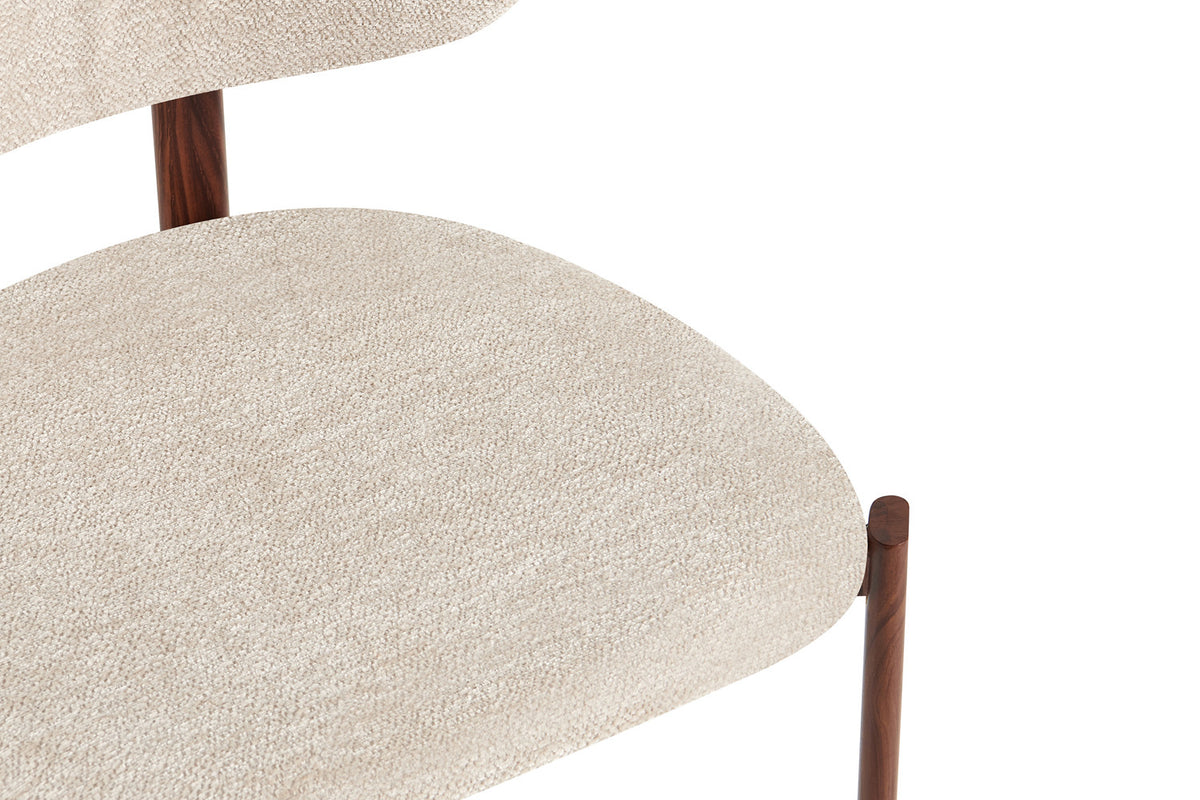 NEW - Stoel 'Jade' Walnoot - Stof Fabb Raven 24 Beige (2/doos) - foto 8