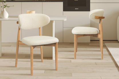 NEW - Stoel 'Clara' Essenhout Naturel Ote Milan 103 Beige Gemonteerd (2/doos)