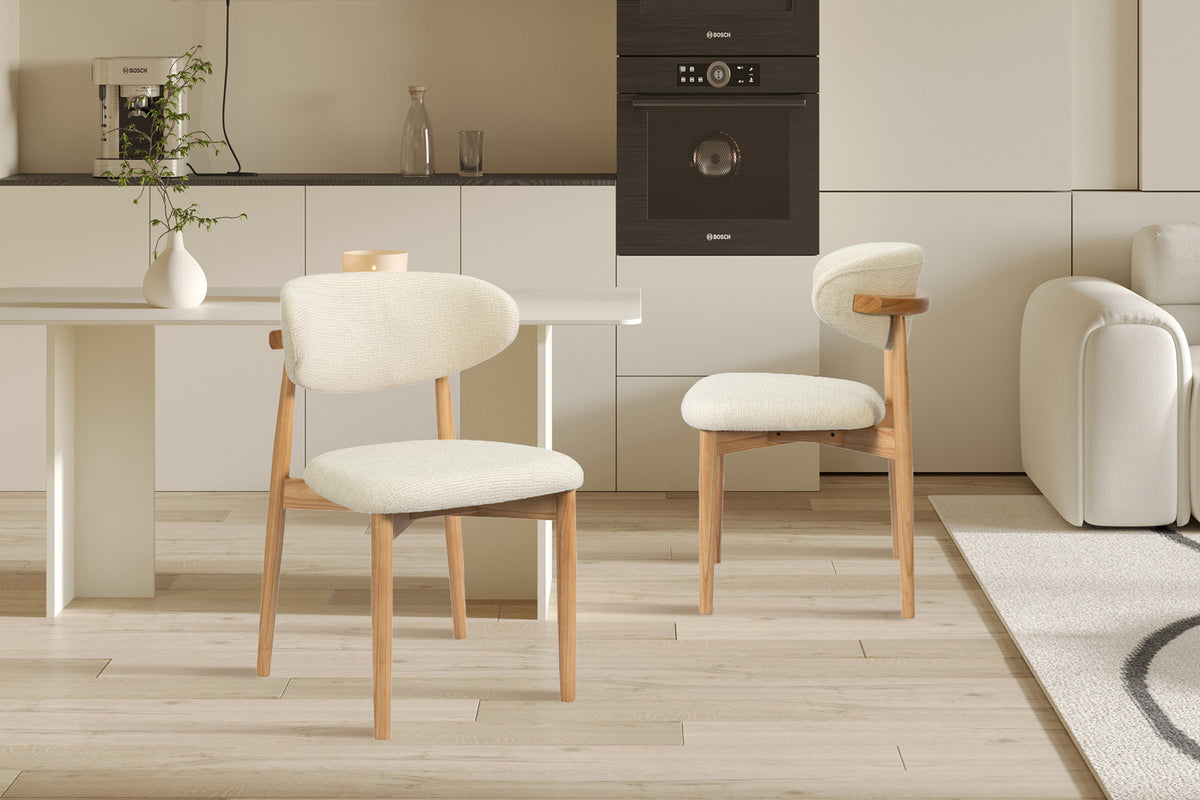 NEW - Stoel 'Clara' Essenhout Naturel Ote Milan 103 Beige Gemonteerd (2/doos) - foto 2