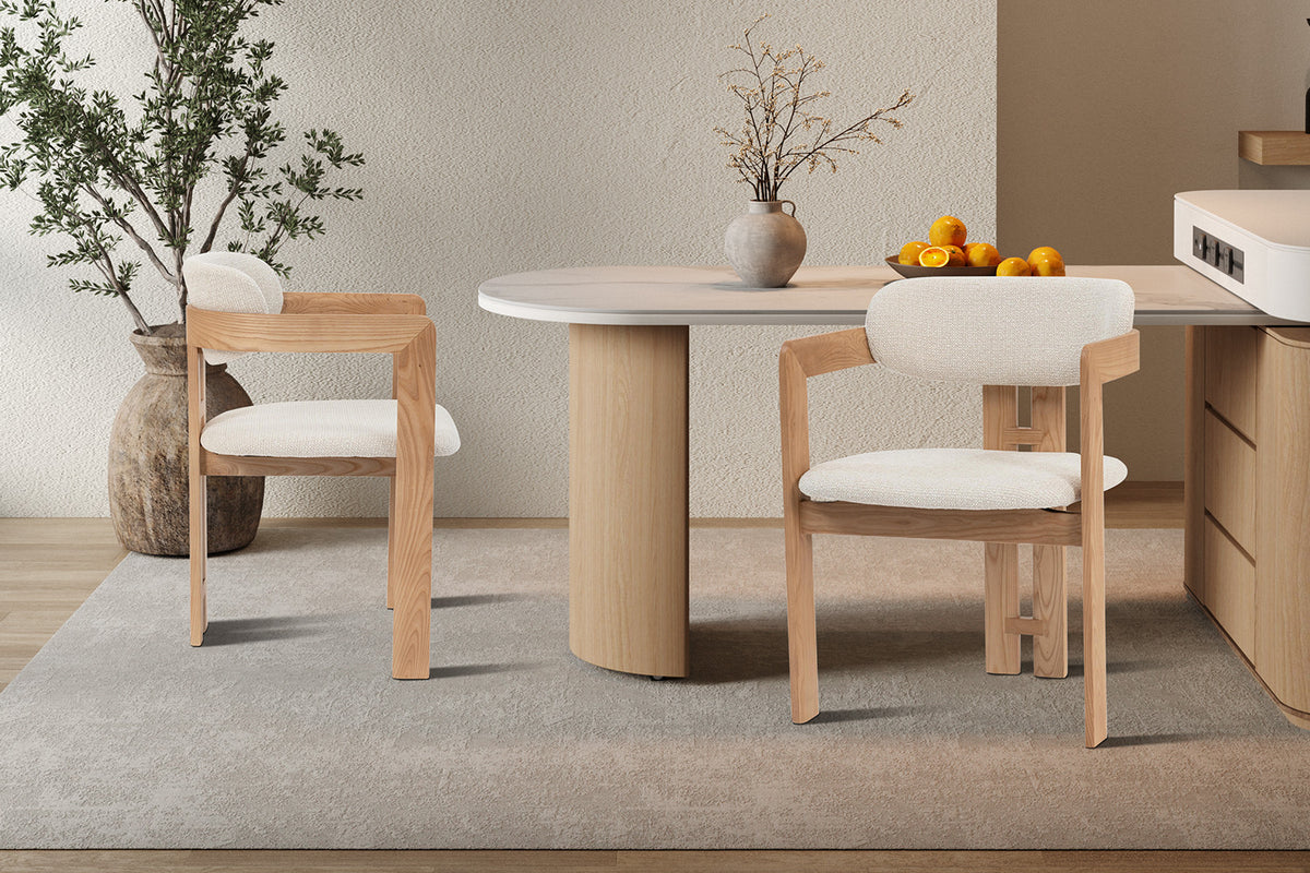 NEW - Stoel 'Camille' Essenhout Naturel Ote Milan 103 Beige Gemonteerd (2/doos)