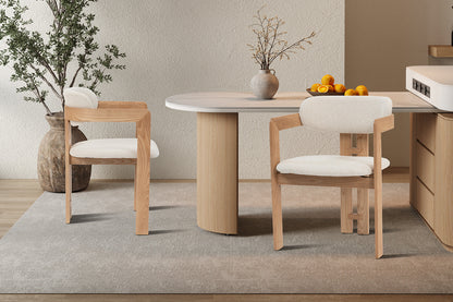NEW - Stoel 'Camille' Essenhout Naturel Ote Milan 103 Beige Gemonteerd (2/doos)
