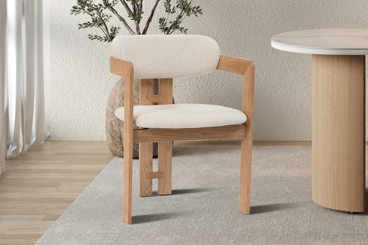 NEW - Stoel 'Camille' Essenhout Naturel Ote Milan 103 Beige Gemonteerd (2/doos) - foto 3