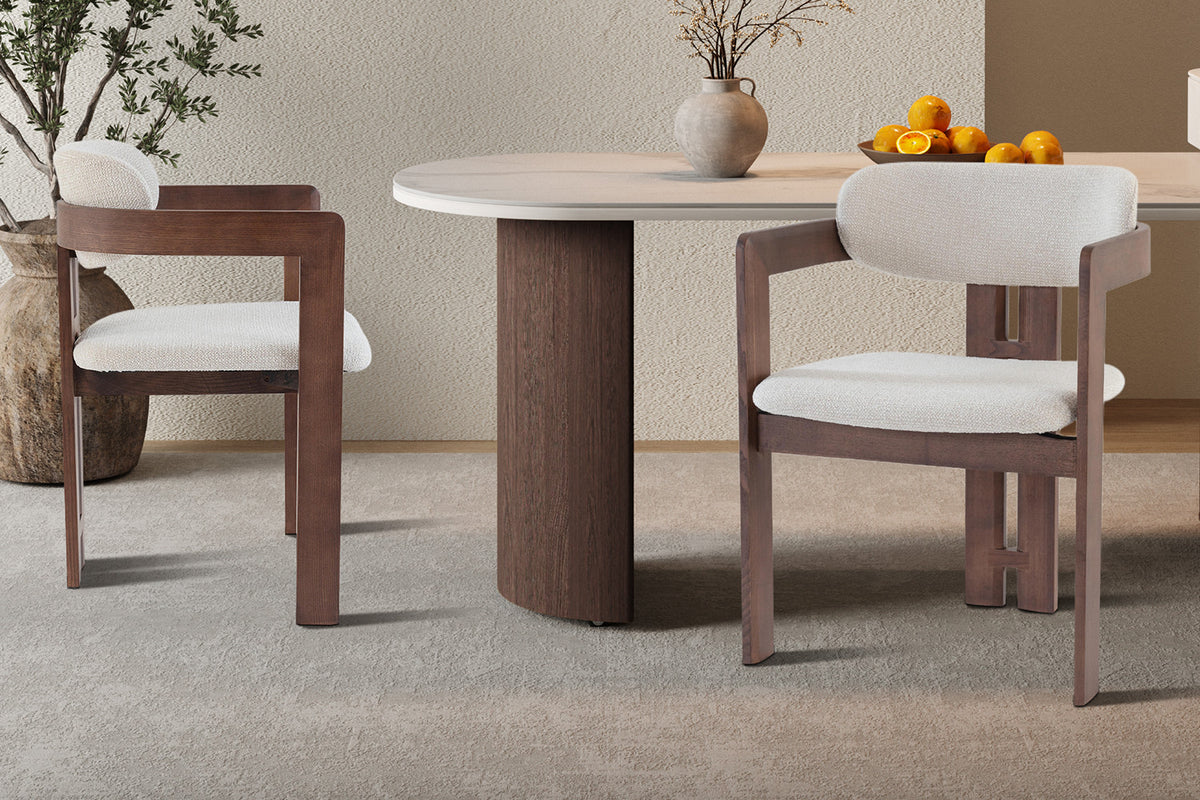 NEW - Stoel 'Camille' Essenhout Walnoot Ote Milan 103 Beige Gemonteerd (2/doos) - foto 2