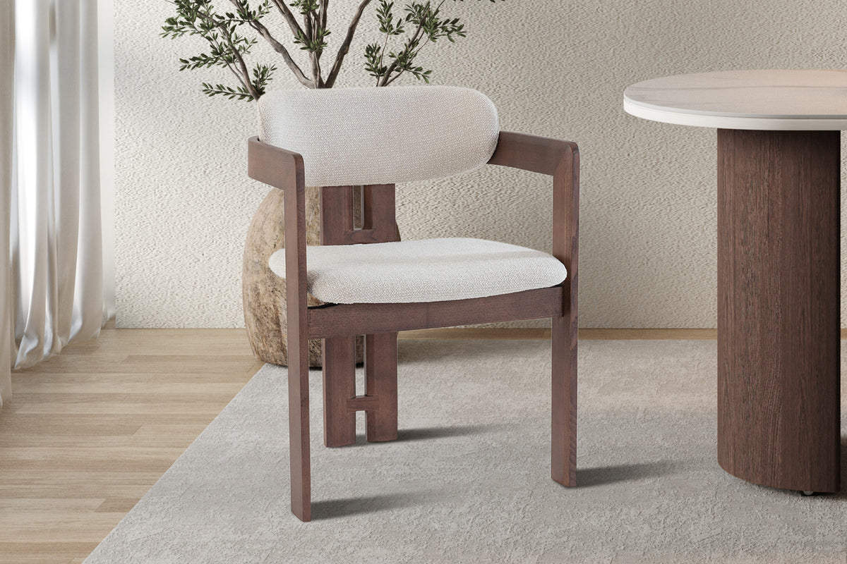 NEW - Stoel 'Camille' Essenhout Walnoot Ote Milan 103 Beige Gemonteerd (2/doos) - foto 3