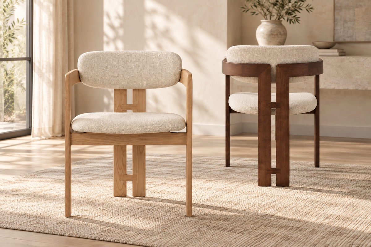 NEW - Stoel 'Camille' Essenhout Walnoot Ote Milan 103 Beige Gemonteerd (2/doos) - foto 4