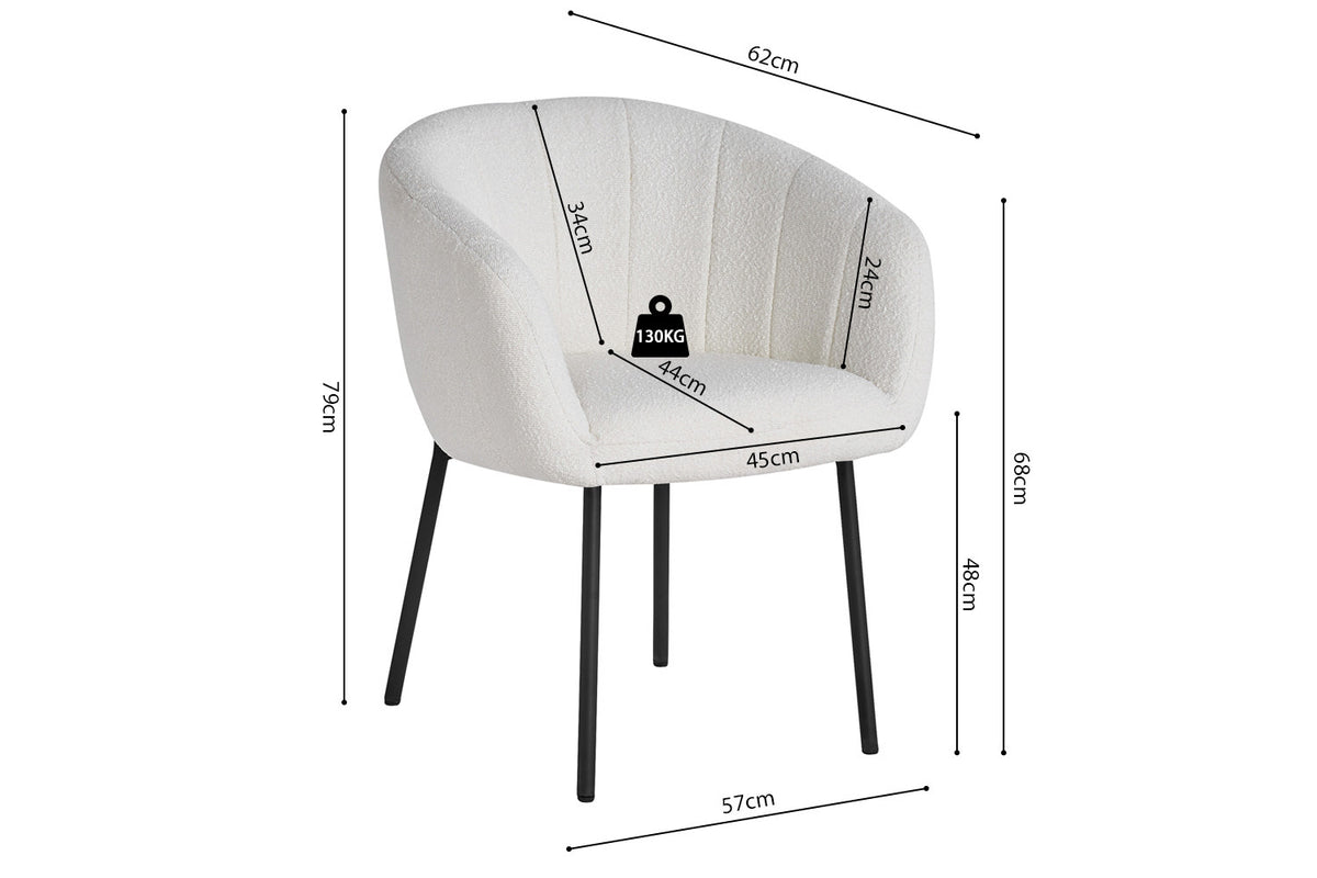SALE - Stoel 'Sevilla' Bouclé Wit (2/doos) - foto 8