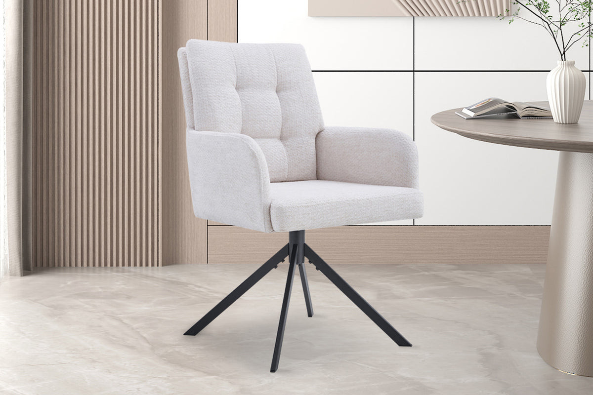 Stoel 'Granada' Draaibaar tot 0 Stof Davis Bliss 75-02 Ecru (2/doos) - foto 2