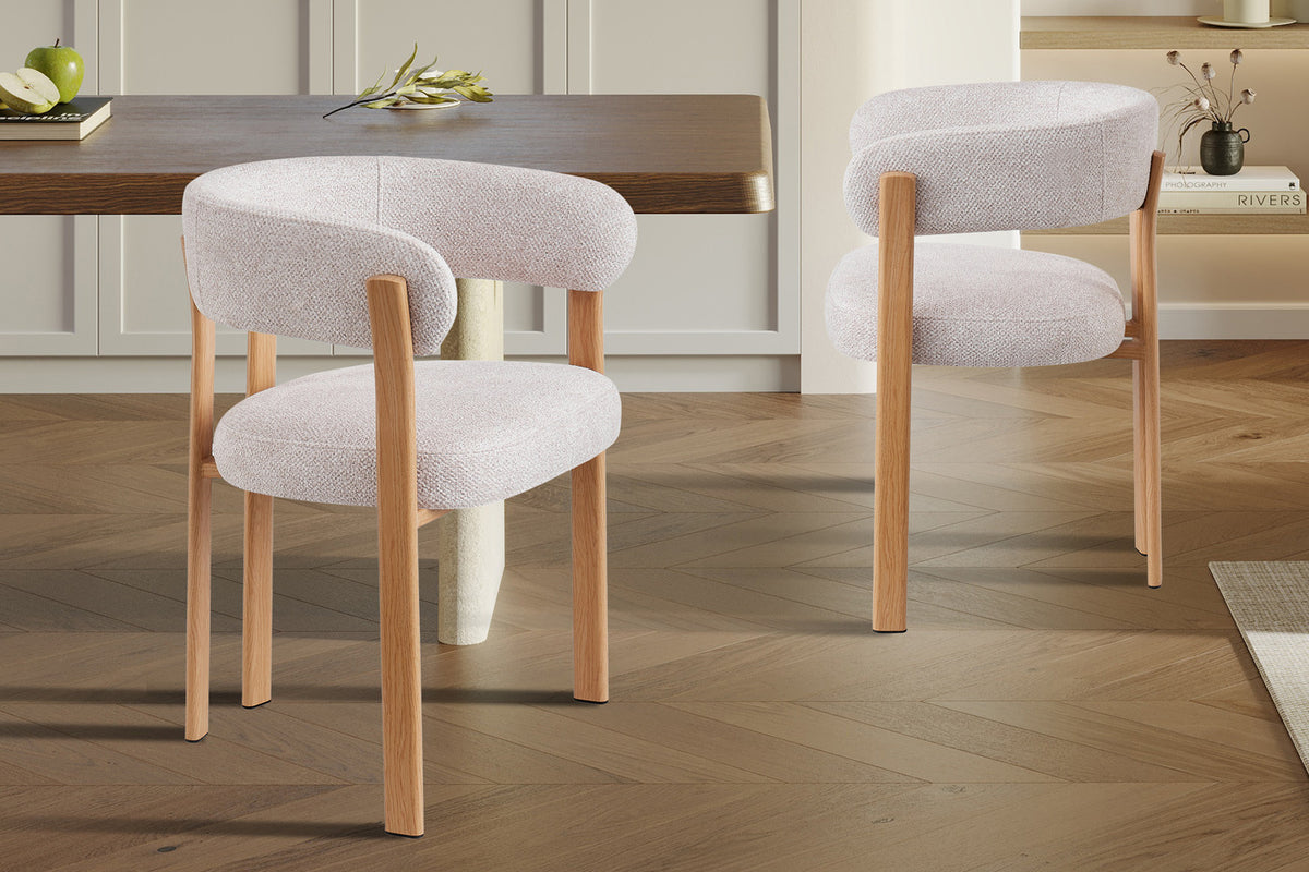 NEW - Stoel met armleuningen 'Julia' Naturel - Stof Fabb Leo 23 (2/doos)