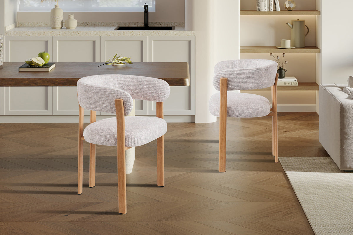 NEW - Stoel met armleuningen 'Julia' Naturel - Stof Fabb Leo 23 (2/doos) - foto 3