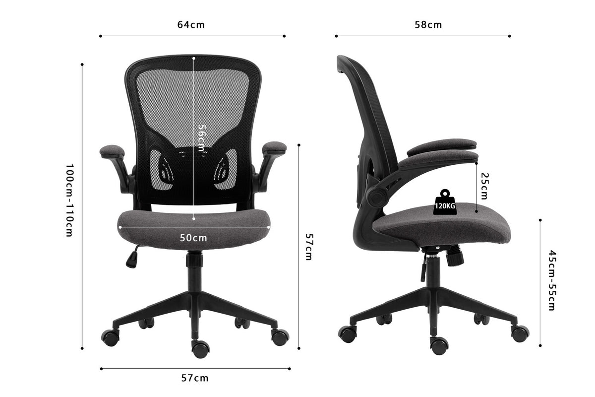 Bureaustoel 'Marcos' Mesh Zwart/Grijs (1c) - foto 6