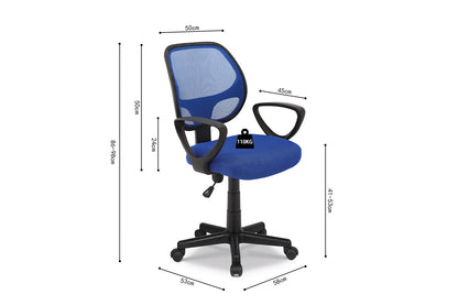 Bureaustoel 'Hippa' Mesh Blauw (1c) - foto 6