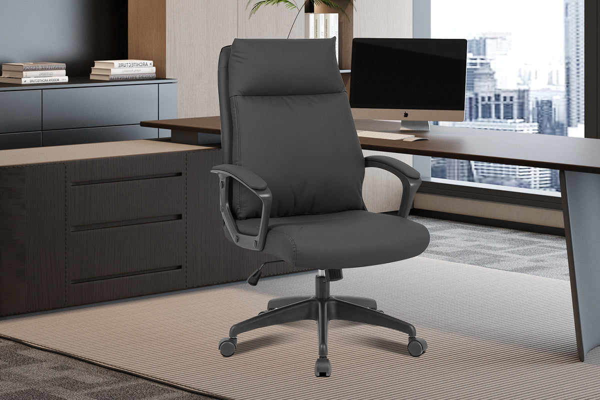 NEW - Bureaustoel 'Samuel' PU nylon Zwart (1c)