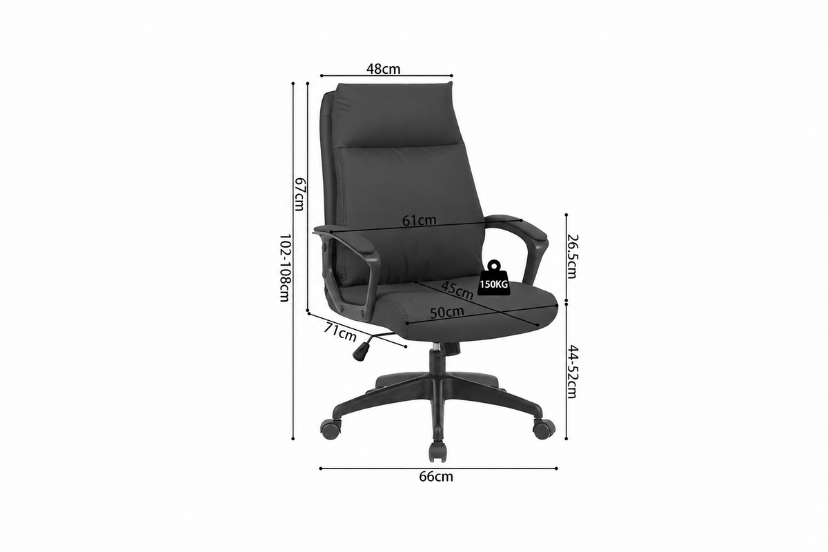 NEW - Bureaustoel 'Samuel' PU nylon Zwart (1c) - foto 11