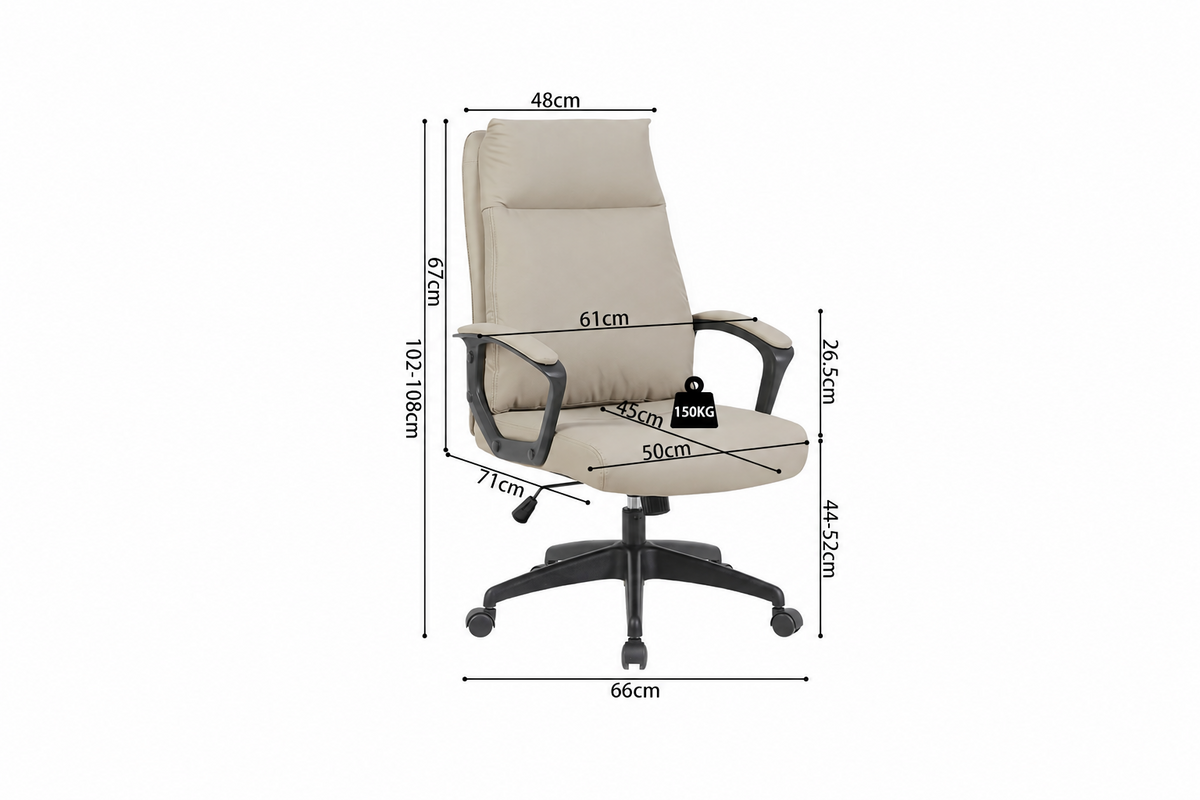NEW - Bureaustoel 'Samuel' PU nylon Beige (1c) - foto 11
