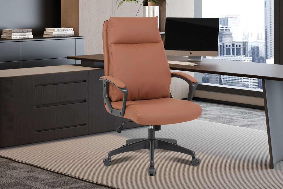 NEW - Bureaustoel 'Samuel' PU nylon Cognac (1c)