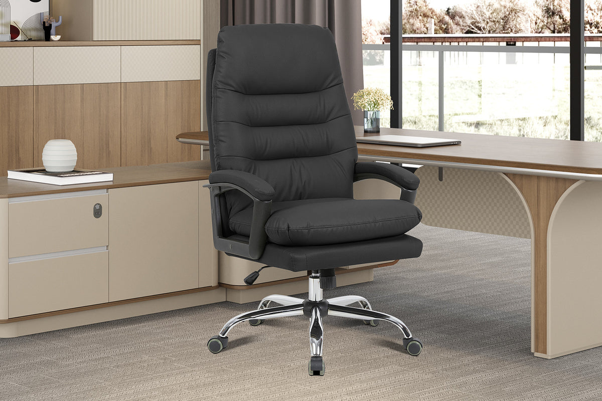NEW - Bureaustoel 'Daniel' Zwart PU (1c)