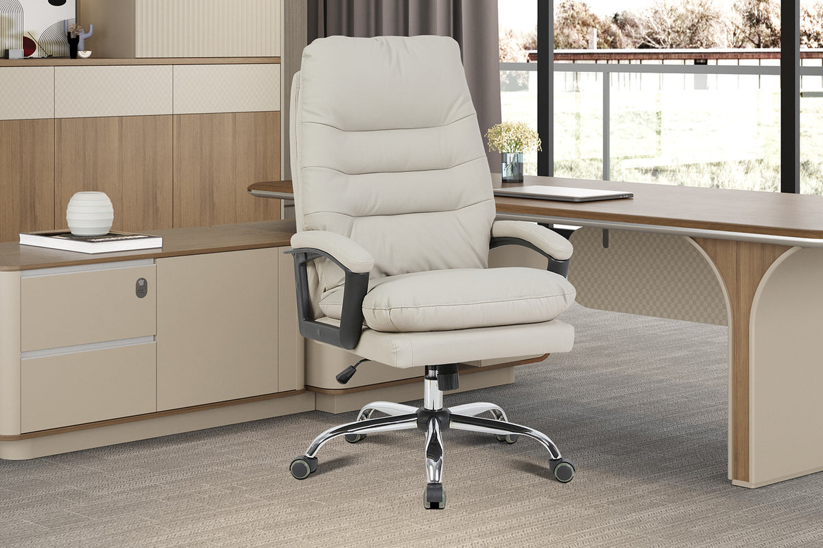 NEW - Bureaustoel 'Daniel' Beige PU (1c)