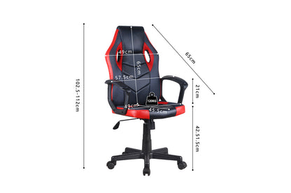 Gamingstoel 'Tiger' PU Zwart/Rood/Grijs (1c) - foto 7
