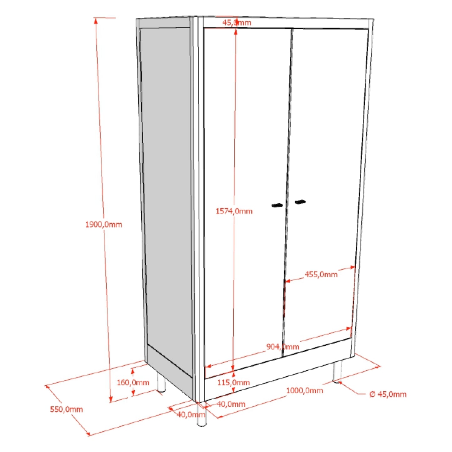 Kleerkast Lovelle 2 deurs