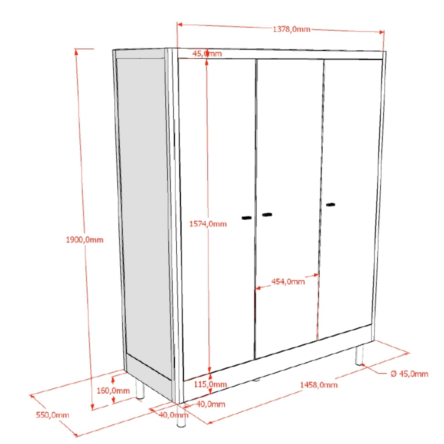 Kleerkast Lovelle 3 deurs