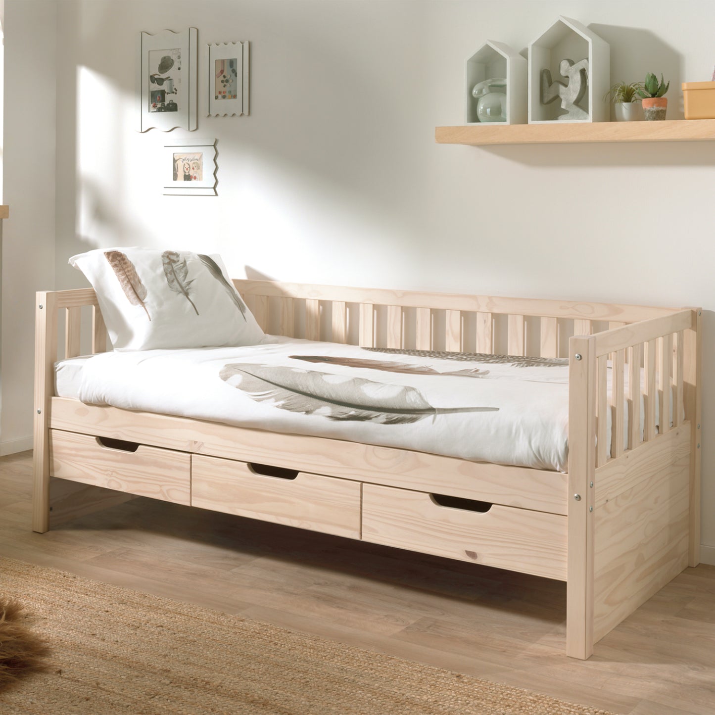 Kajuitbed Woodora 91cm met lades