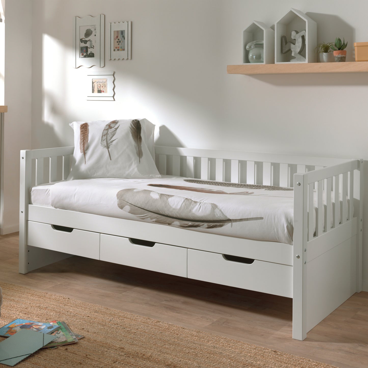 Kajuitbed Woodora 91cm met lades