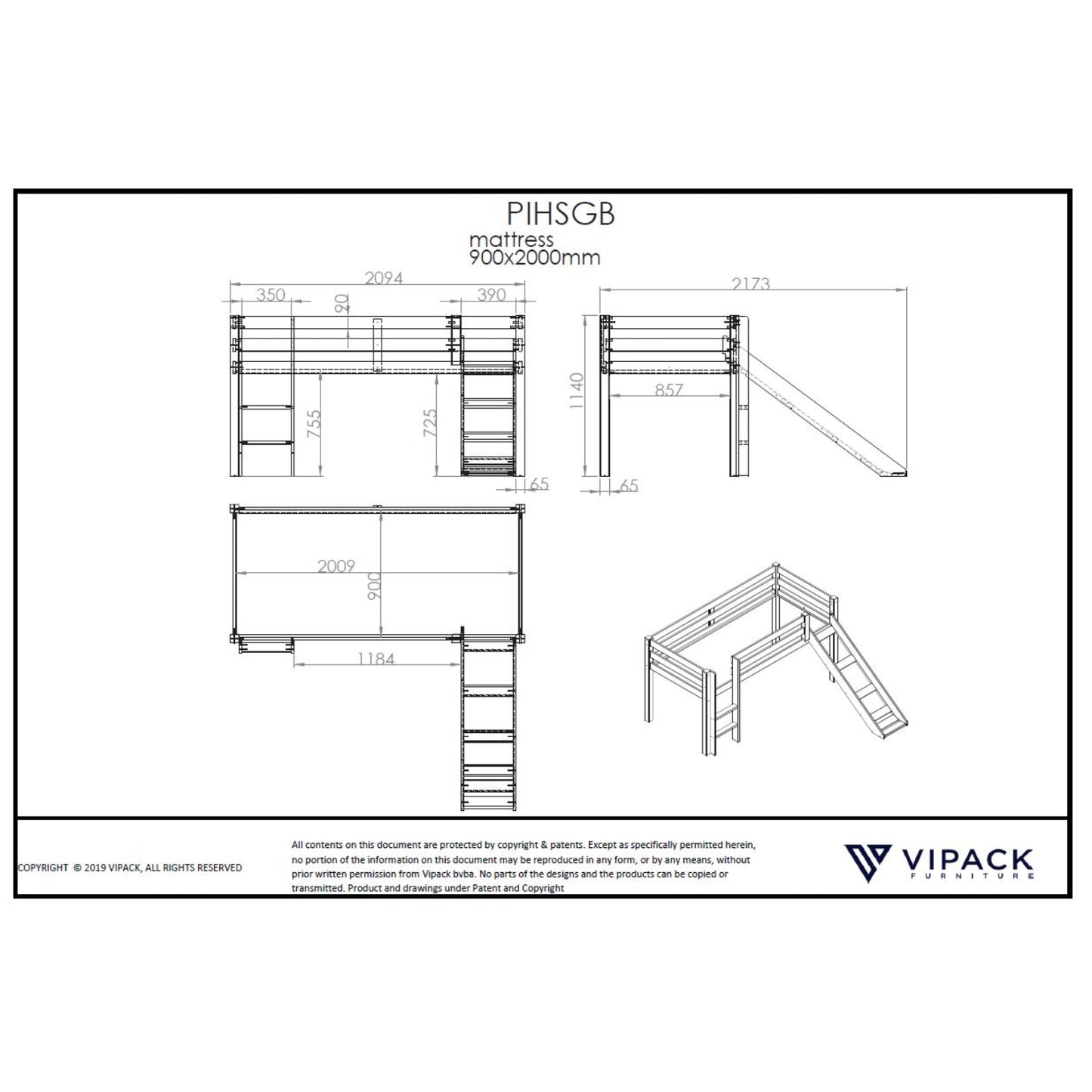 Hoogslaper met glijbaan Teralis