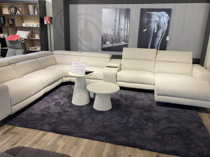 Hoekzetel met relax, opbergruimte en longchair rechts